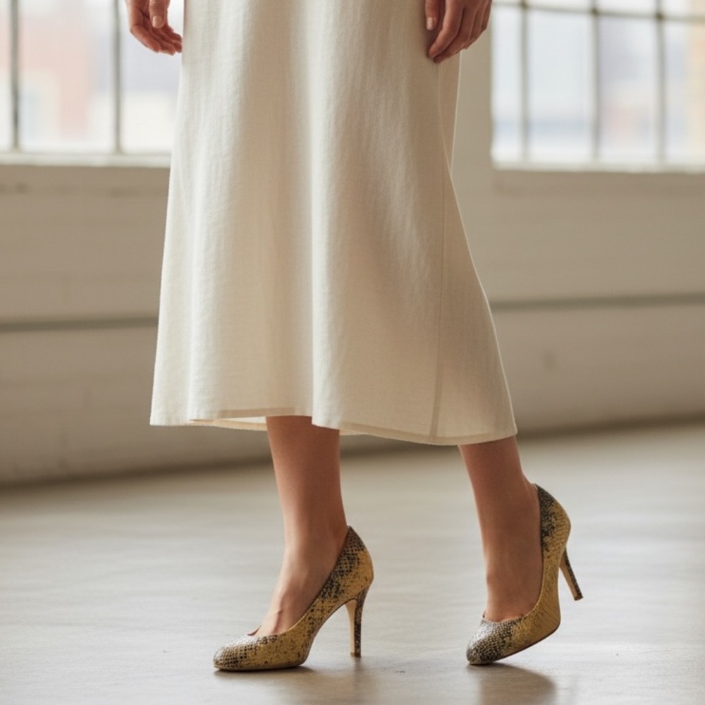 Stuart Weitzman Python Platform Heels In Tan 6.5 - image 1